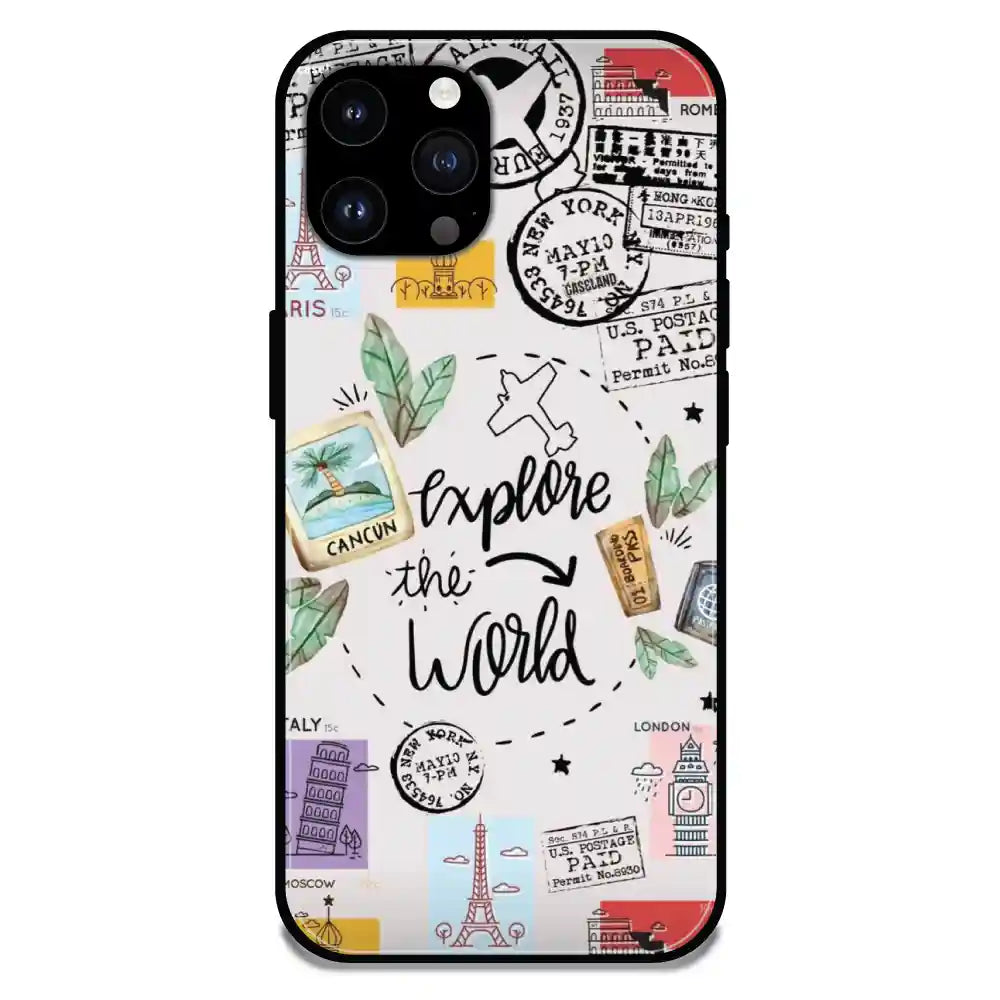 'Explore The World - Glossy Metal Silicone Case For Apple iPhone 14 Pro