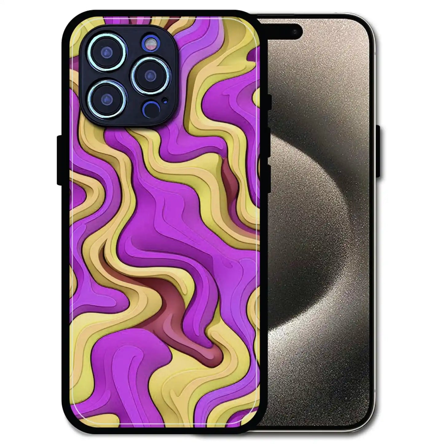 'Wavy Swirl - Glossy Metal Silicone Case For Apple iPhone 14 Pro Max