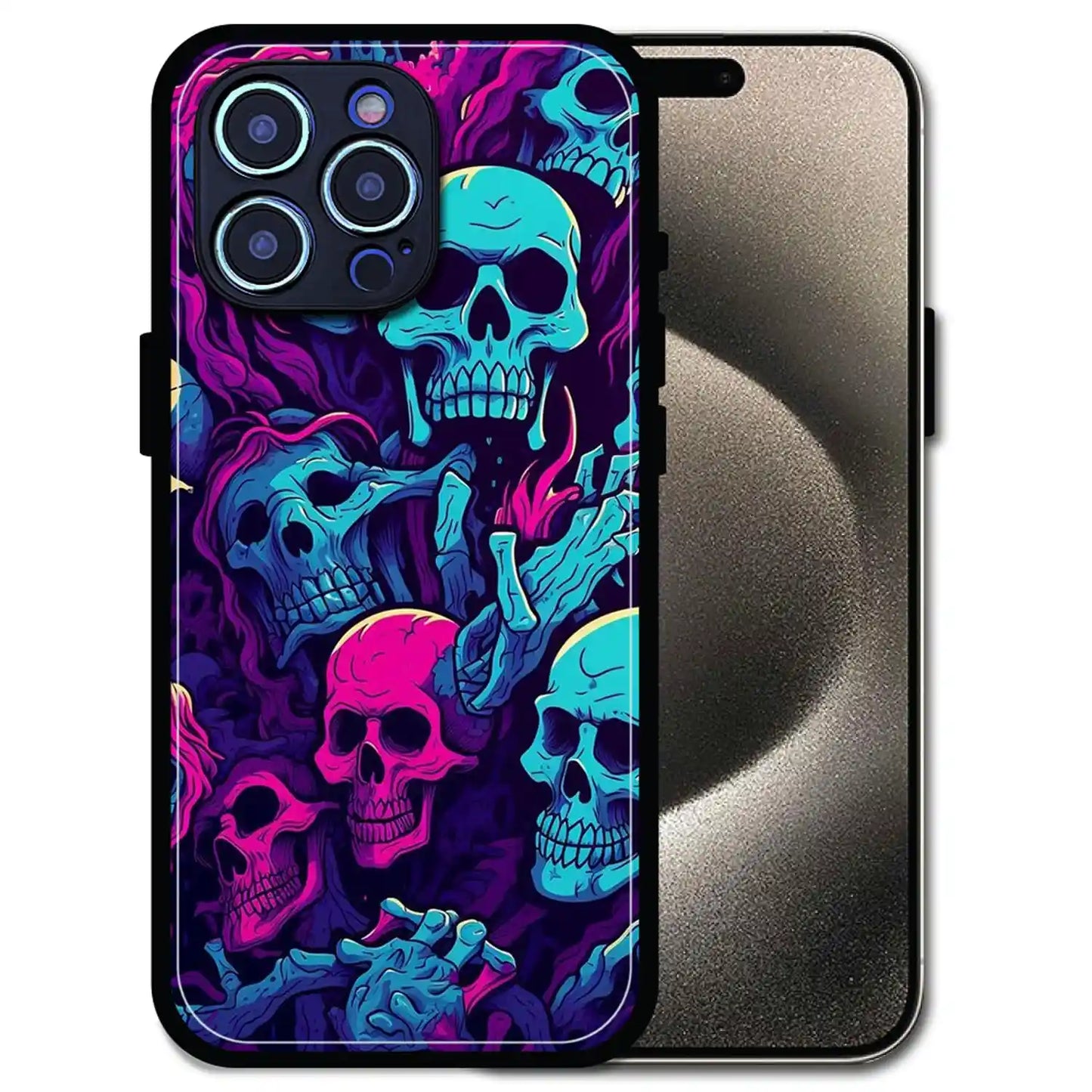 'Skull Glow - Glossy Metal Silicone Case For Apple iPhone 14 Pro Max