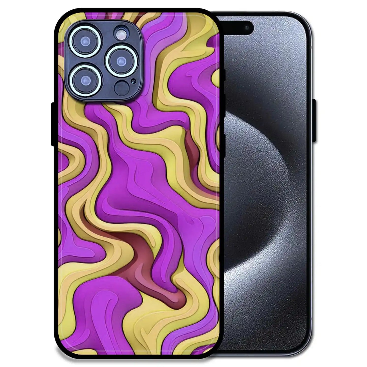 'Wavy Swirl - Glossy Metal Silicone Case For Apple iPhone 14 Pro