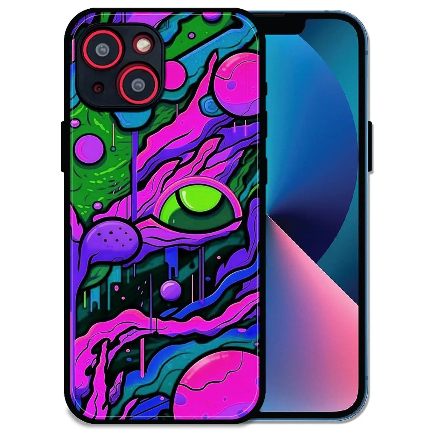 'Cosmic Eye - Glossy Metal Silicone Case For Apple iPhone 14