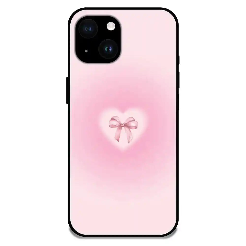 'Pinky Bow - Glossy Metal Silicone Case For Apple iPhone 14 Plus