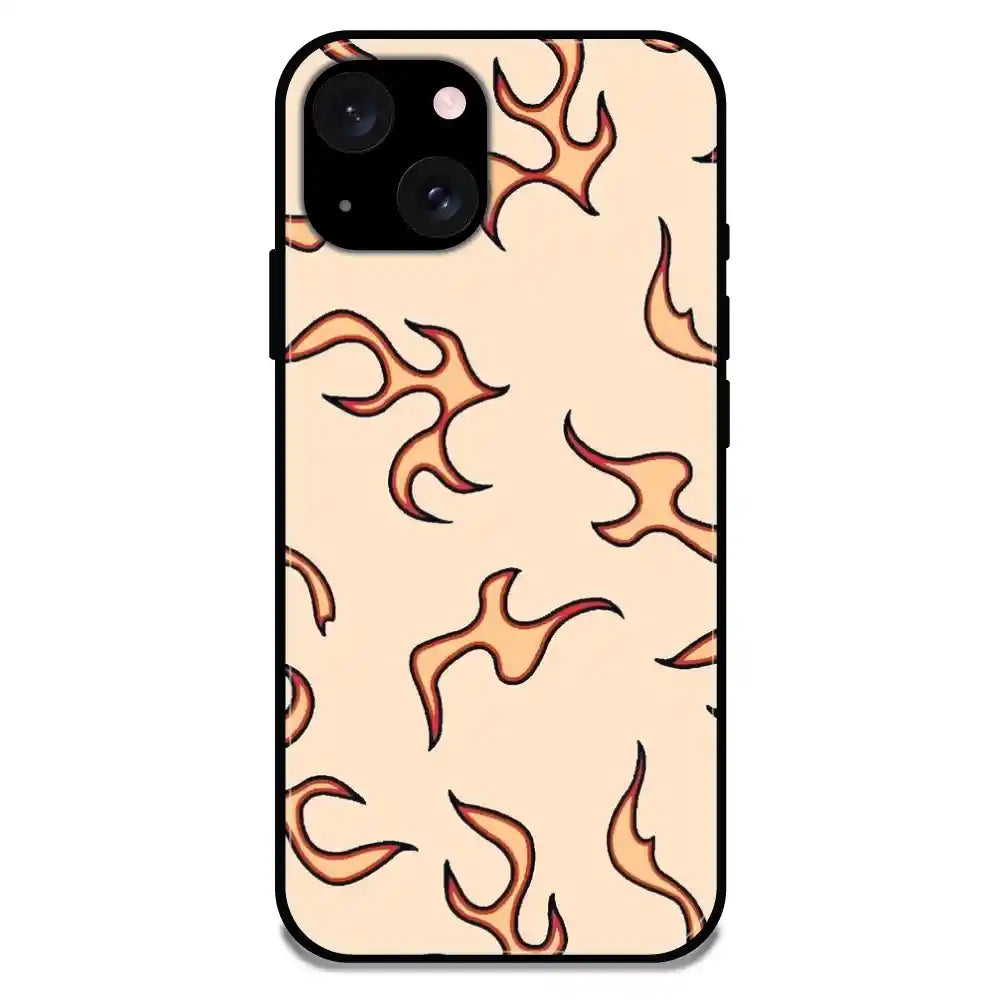 'Yellow Flames - Glossy Metal Silicone Case For Apple iPhone 15