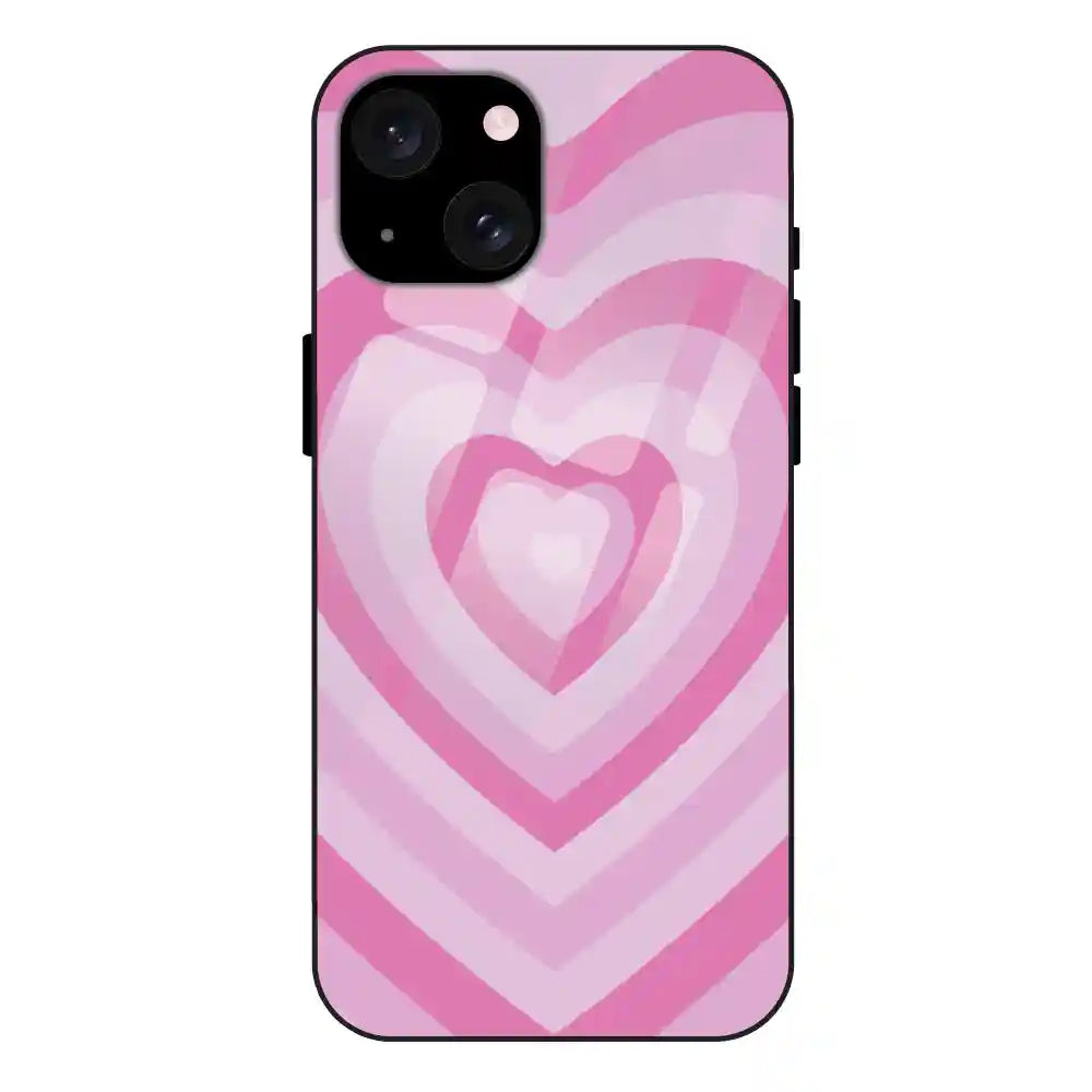 Pink Hearts - Glass Case For Apple iPhone 15