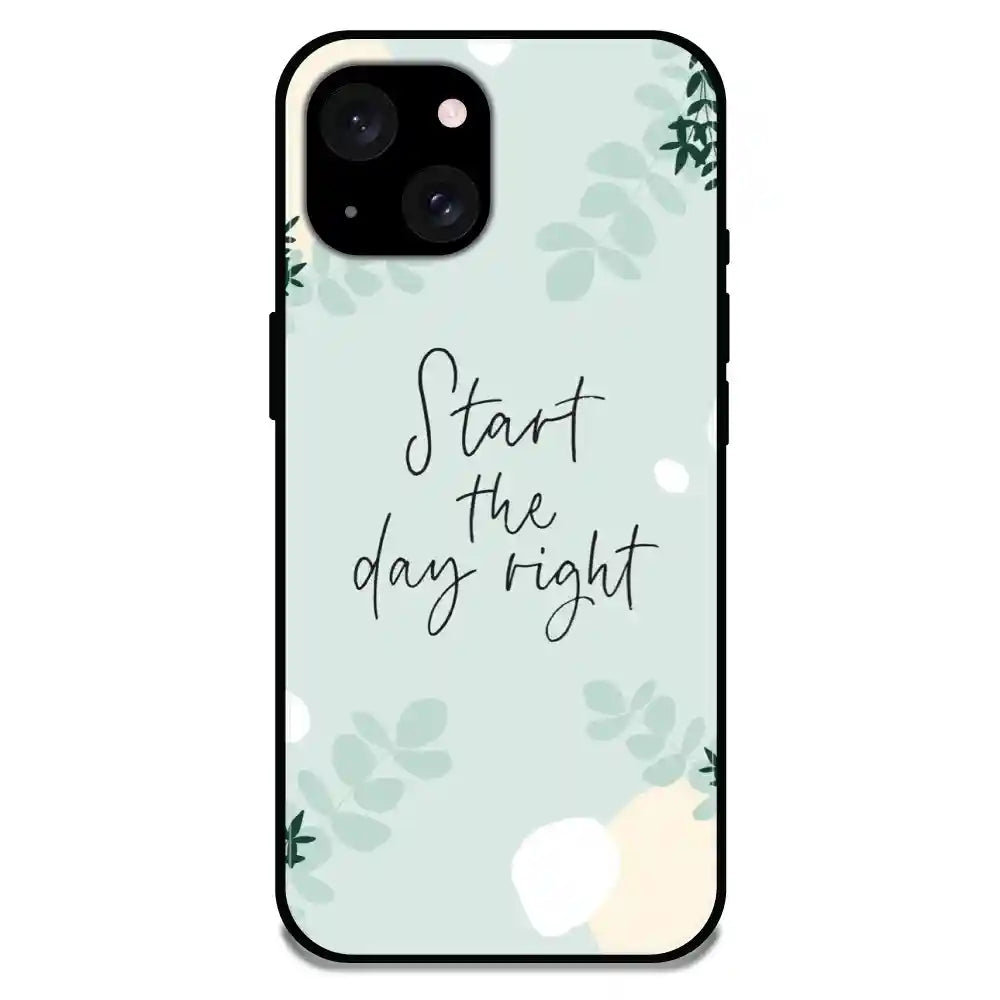 'Start The Day Right - Glossy Metal Silicone Case For Apple iPhone 15 Plus