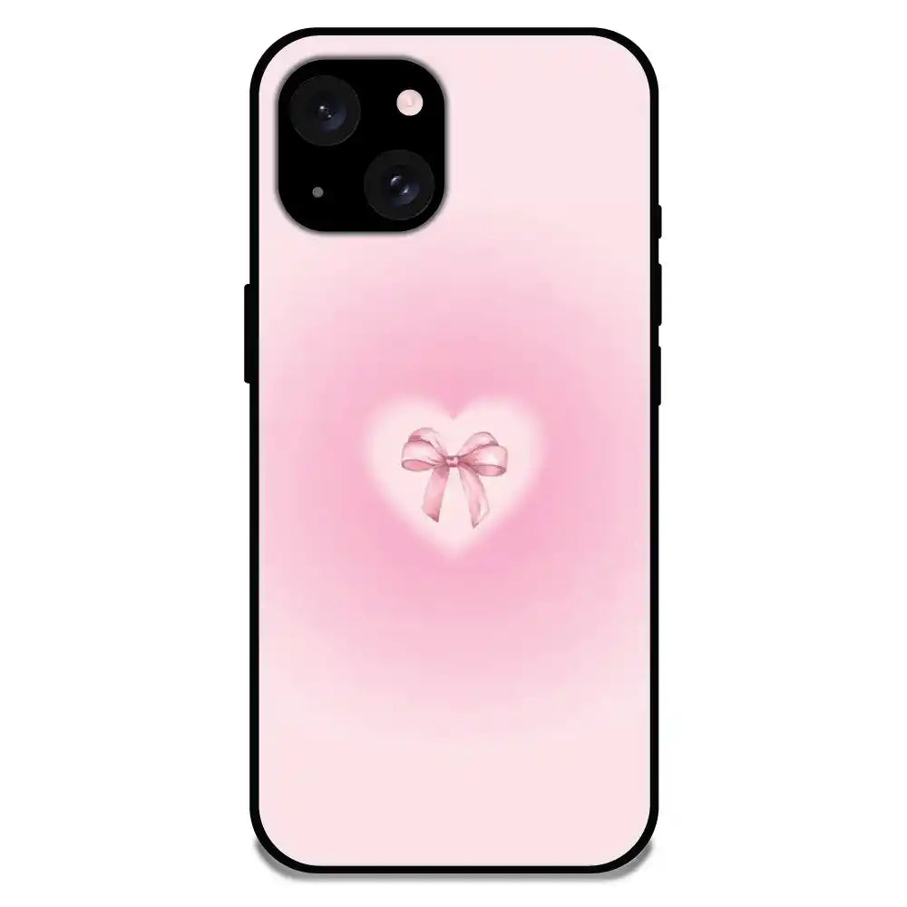 'Pinky Bow - Glossy Metal Silicone Case For Apple iPhone 15 Plus