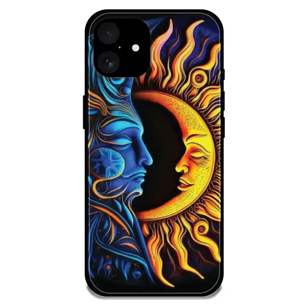 Sun And Moon Art - Glossy Metal Silicone Case For Apple iPhone Models