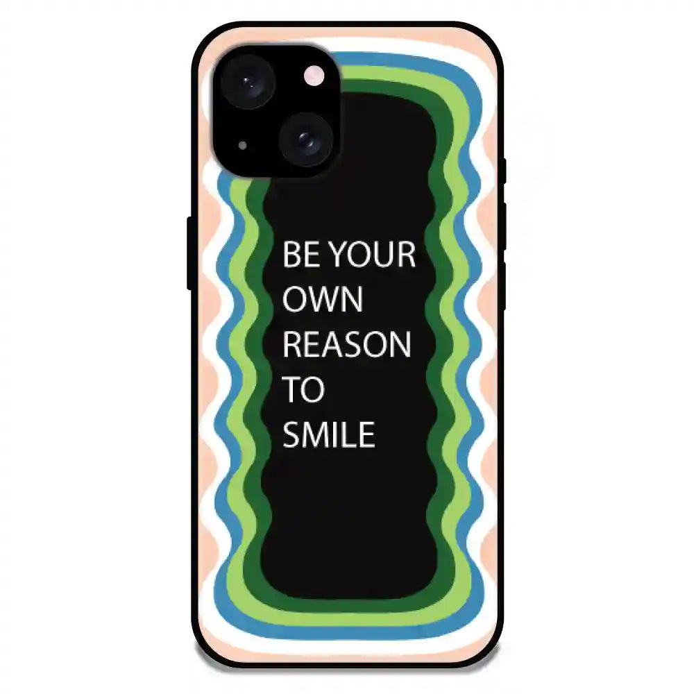 'Be Your Own Reason To Smile' - Peach Glossy Metal Silicon Case For Apple iPhone Models