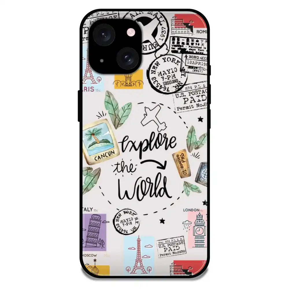 'Explore The World - Glossy Metal Silicone Case For Apple iPhone 15 Plus