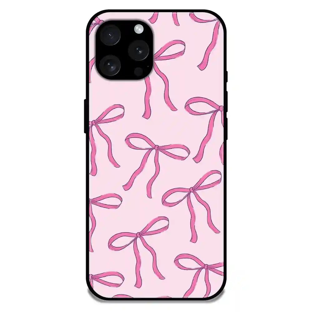 'Pink Bows - Glossy Metal Silicone Case For Apple iPhone 15 Pro
