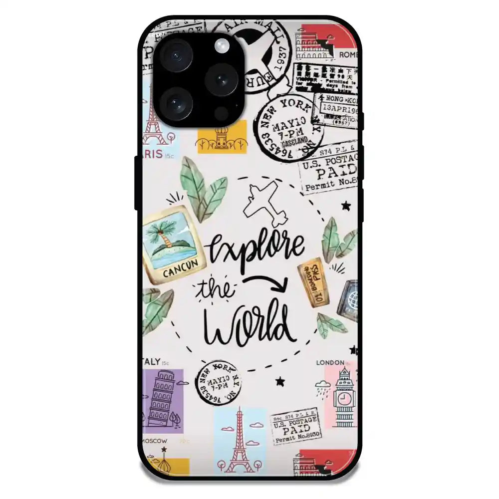 'Explore The World - Glossy Metal Silicone Case For Apple iPhone 15 Pro