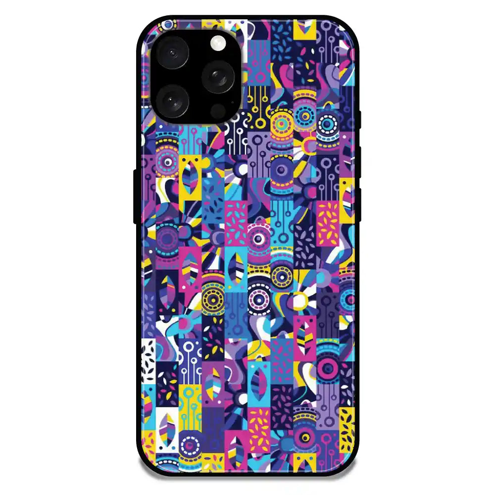 'Purple Geometric Art - Glossy Metal Silicone Case For Apple iPhone 15 Pro Max