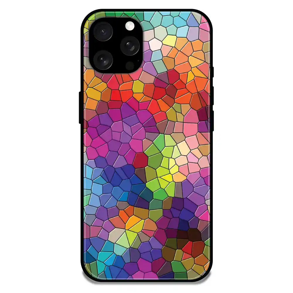 'Rainbow Mosiac - Glossy Metal Silicone Case For Apple iPhone 15 Pro Max