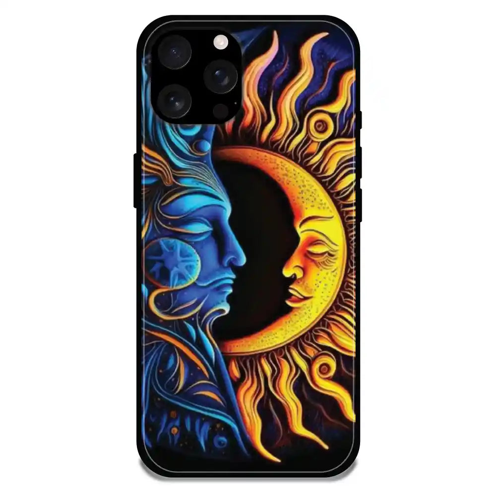'Sun And Moon Art - Glossy Metal Silicone Case For Apple iPhone 15 Pro Max