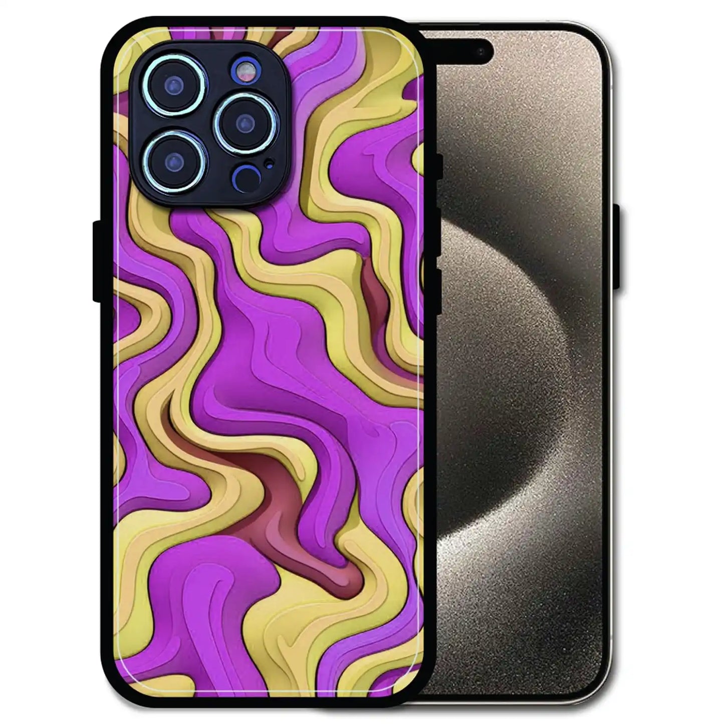 'Wavy Swirl - Glossy Metal Silicone Case For Apple iPhone 15 Pro Max