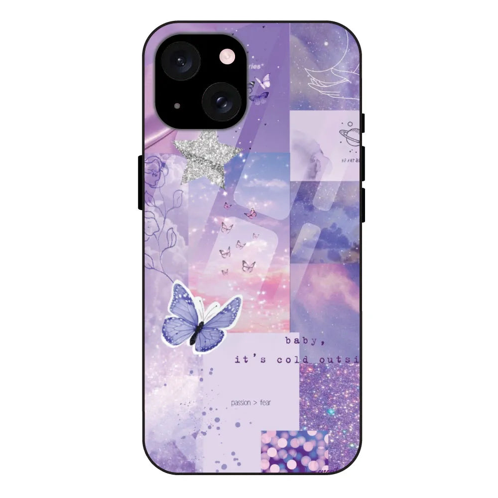 Violet Skies Collage - Glass Case For Apple iPhone 15