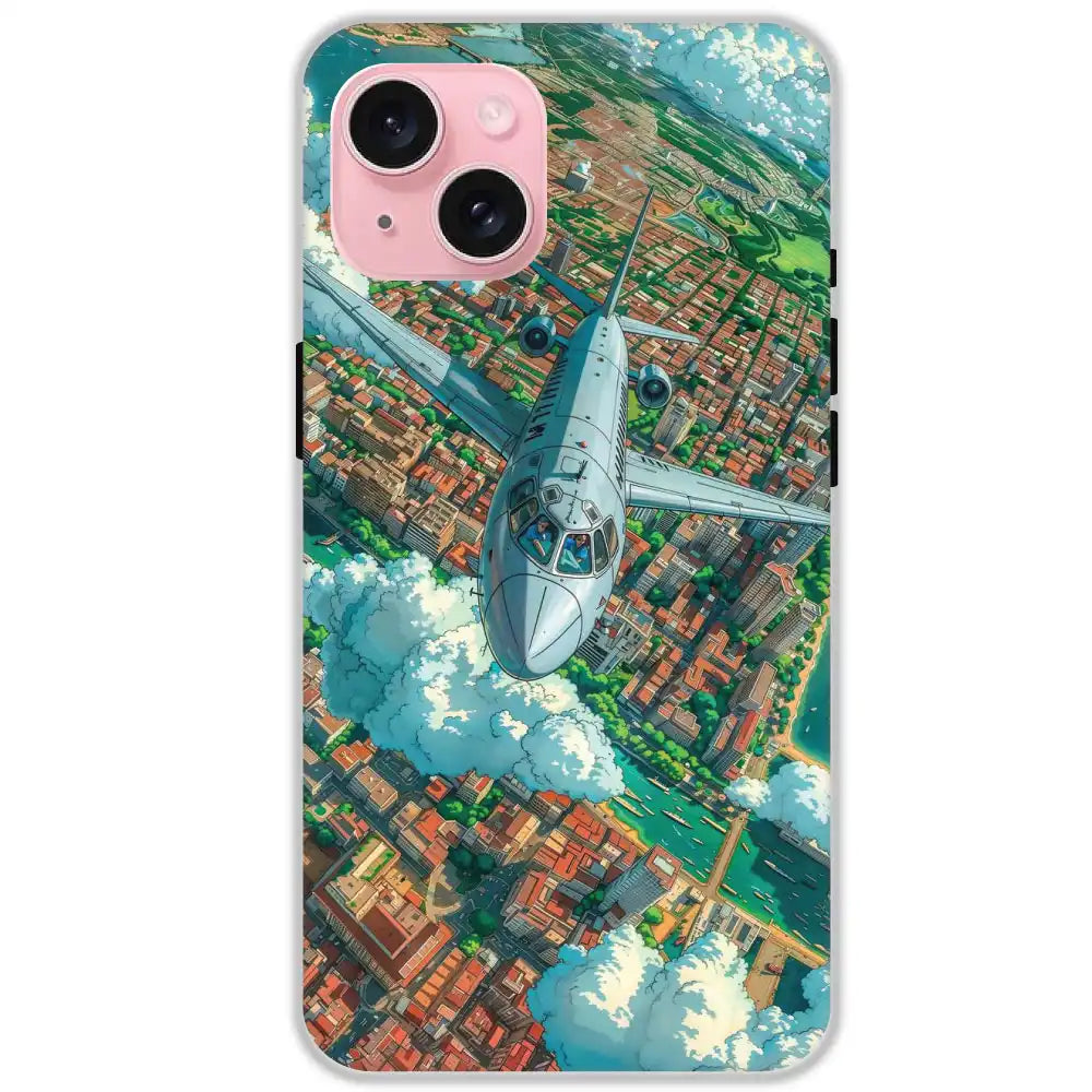 Flying Over City - Hard Cases For Apple iPhone 15