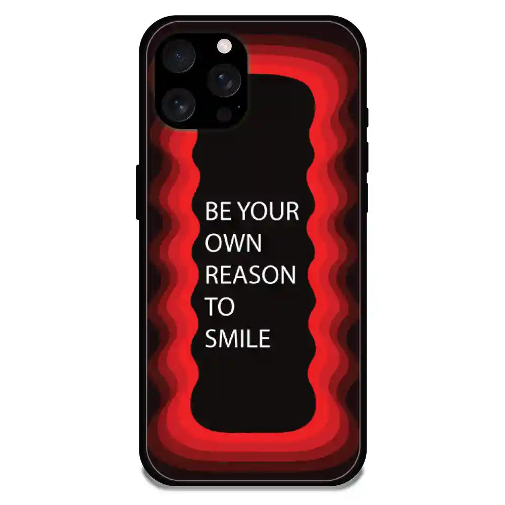 'Be Your Own Reason To Smile' - Red Glossy Metal Silicon Case For Apple iPhone 16 Pro Max