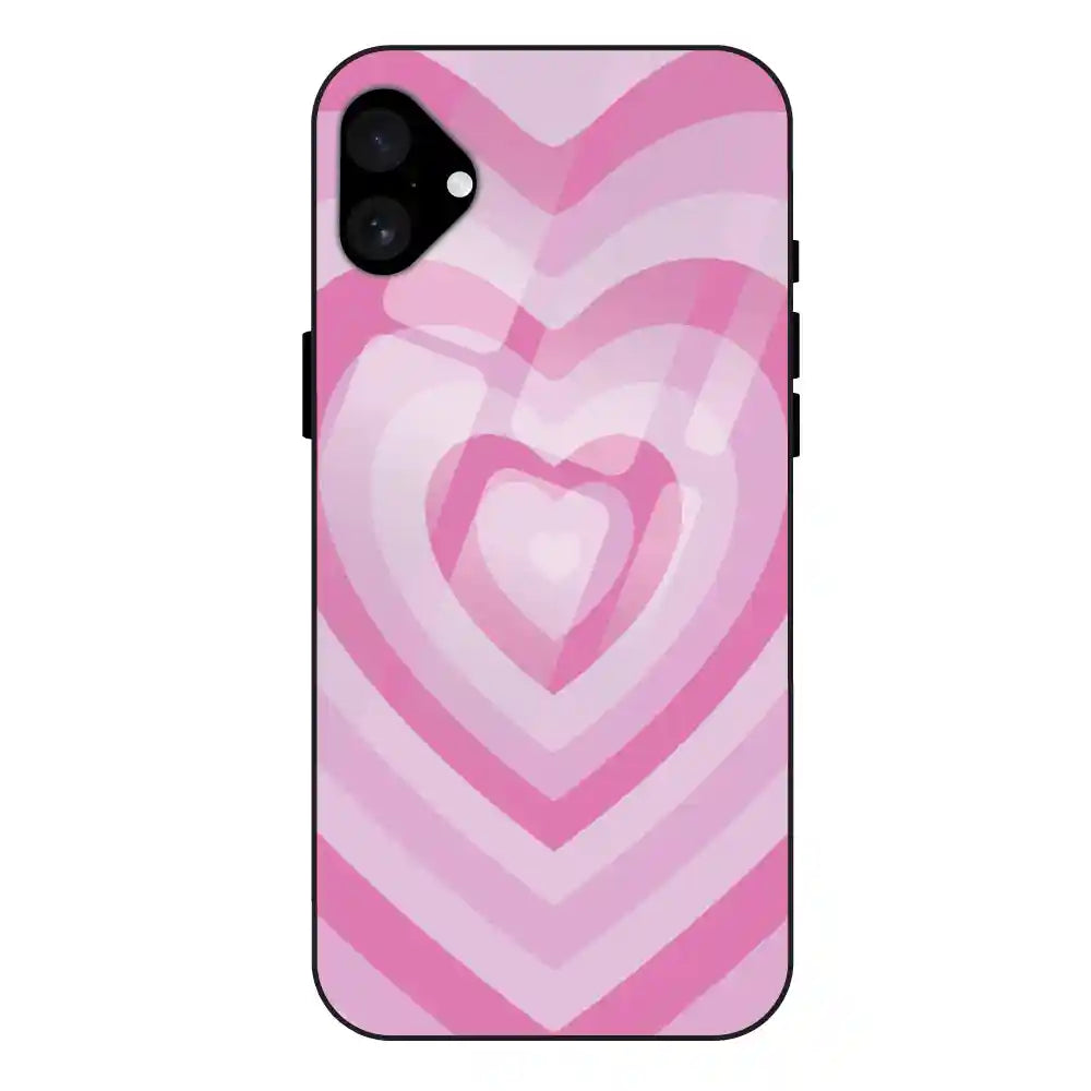 Pink Hearts - Glass Case For Apple iPhone 16