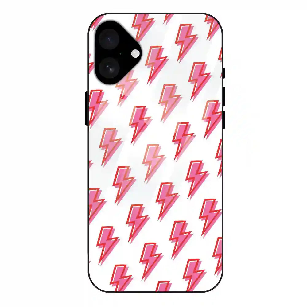 Pink Lightning Bolts - Glass Case For Apple iPhone 16