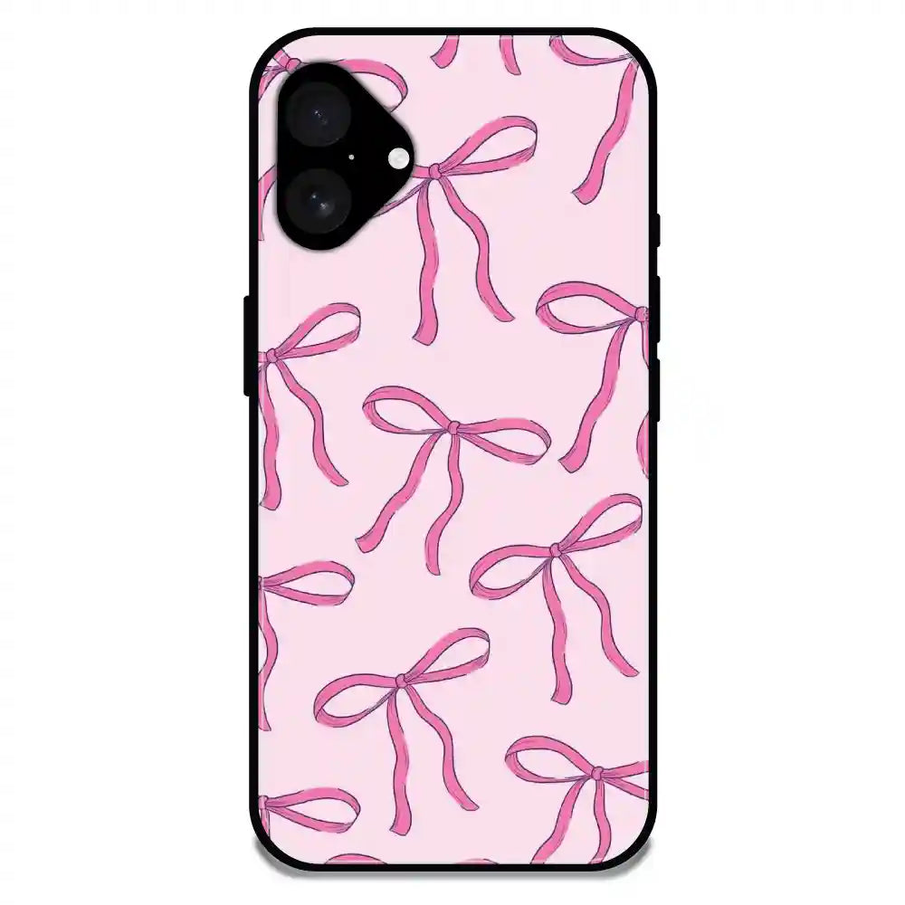 'Pink Bows - Glossy Metal Silicone Case For Apple iPhone 16