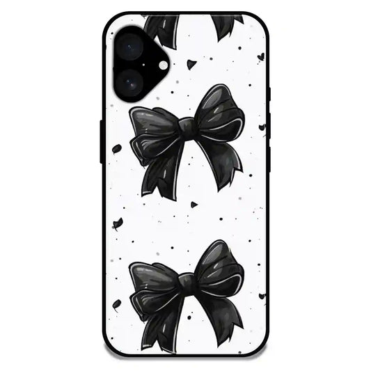'Polka Dot Bows - Glossy Metal Silicone Case For Apple iPhone 16