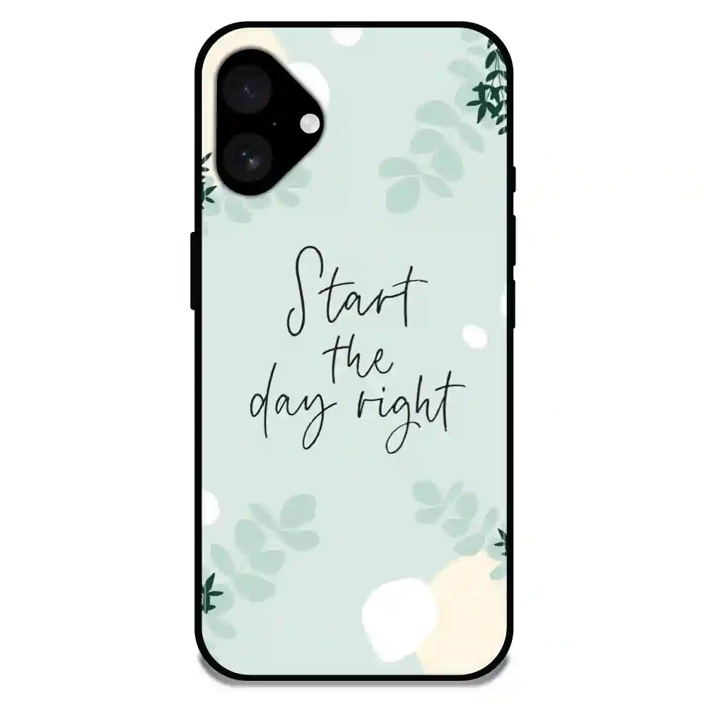 'Start The Day Right - Glossy Metal Silicone Case For Apple iPhone 16