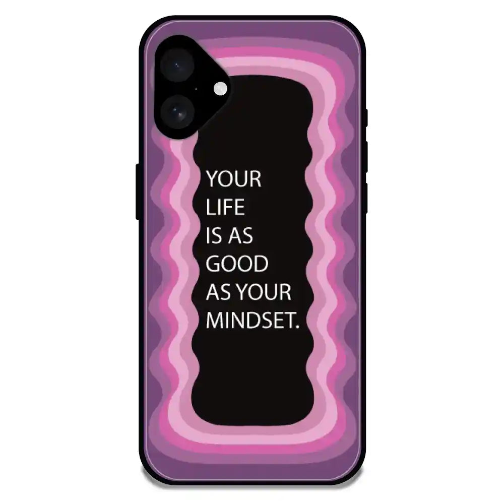 'Your Life Is As Good As Your Mindset' Pink - Glossy Metal Silicone Case For Apple iPhone Models apple iphone 16