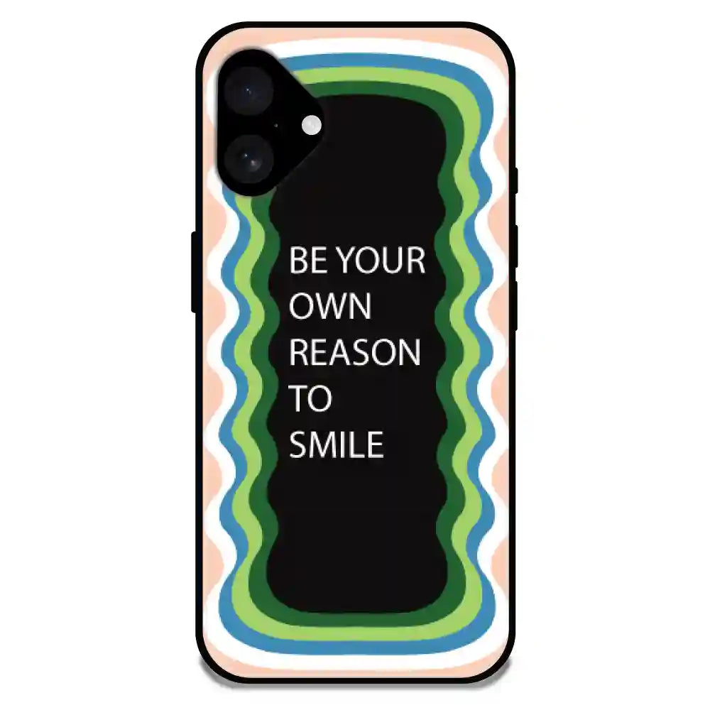 'Be Your Own Reason To Smile' - Peach Glossy Metal Silicon Case For Apple iPhone Models