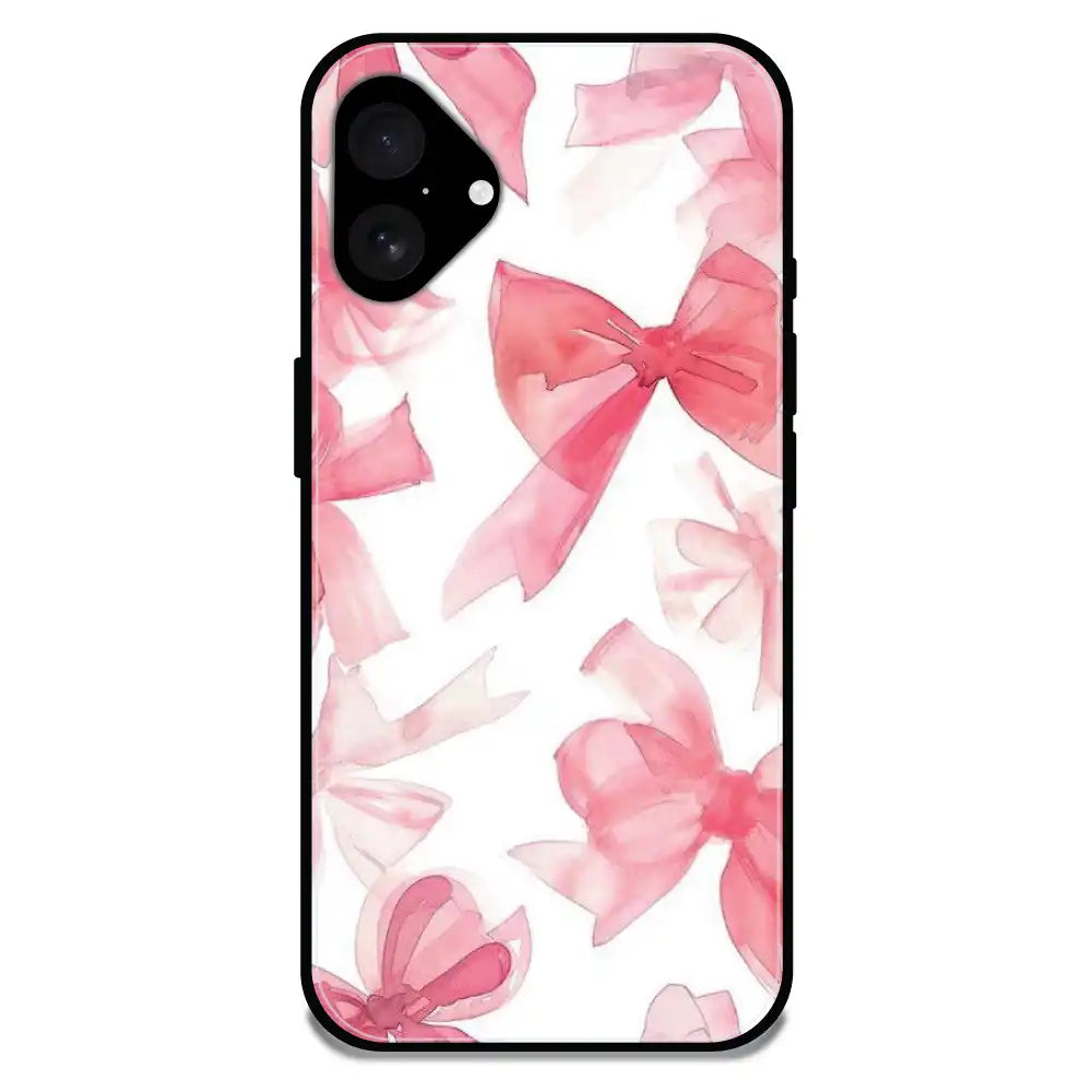 'Cute Pink Bows - Glossy Metal Silicone Case For Apple iPhone 16 Plus
