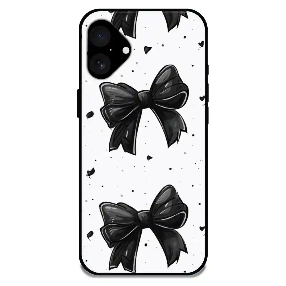 Polka Dot Bows - Glossy Metal Silicone Case For Apple iPhone Models