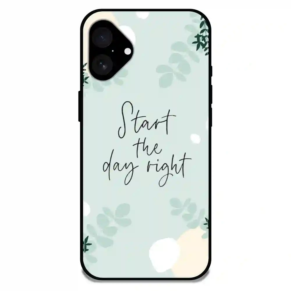 'Start The Day Right - Glossy Metal Silicone Case For Apple iPhone 16 Plus