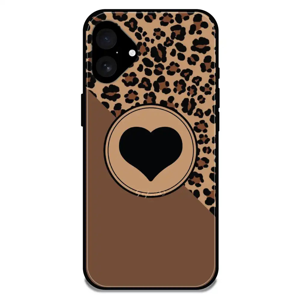 'Black Heart - Glossy Metal Silicone Case For Apple iPhone 16 Plus