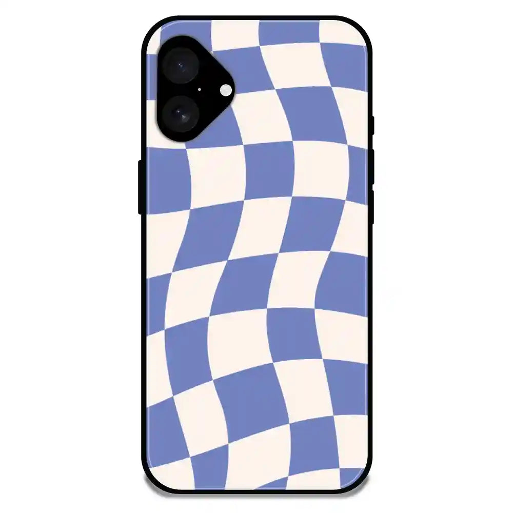 'Blue Chessboard - Glossy Metal Silicone Case For Apple iPhone 16 Plus