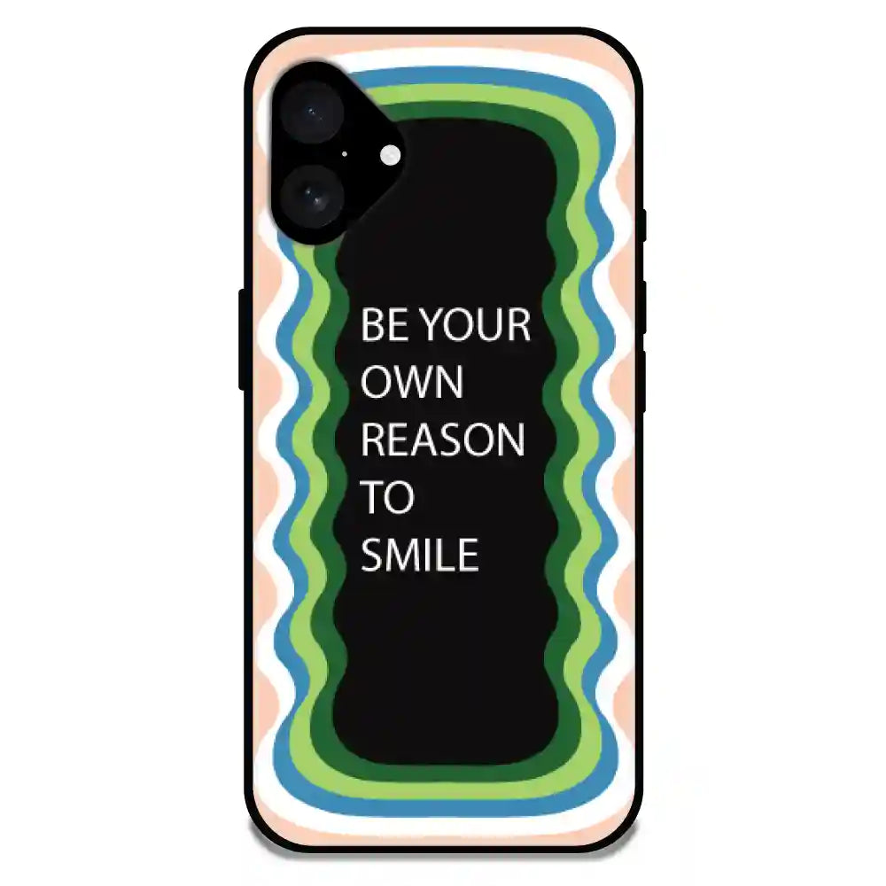 'Be Your Own Reason To Smile' - Peach Glossy Metal Silicon Case For Apple iPhone Models