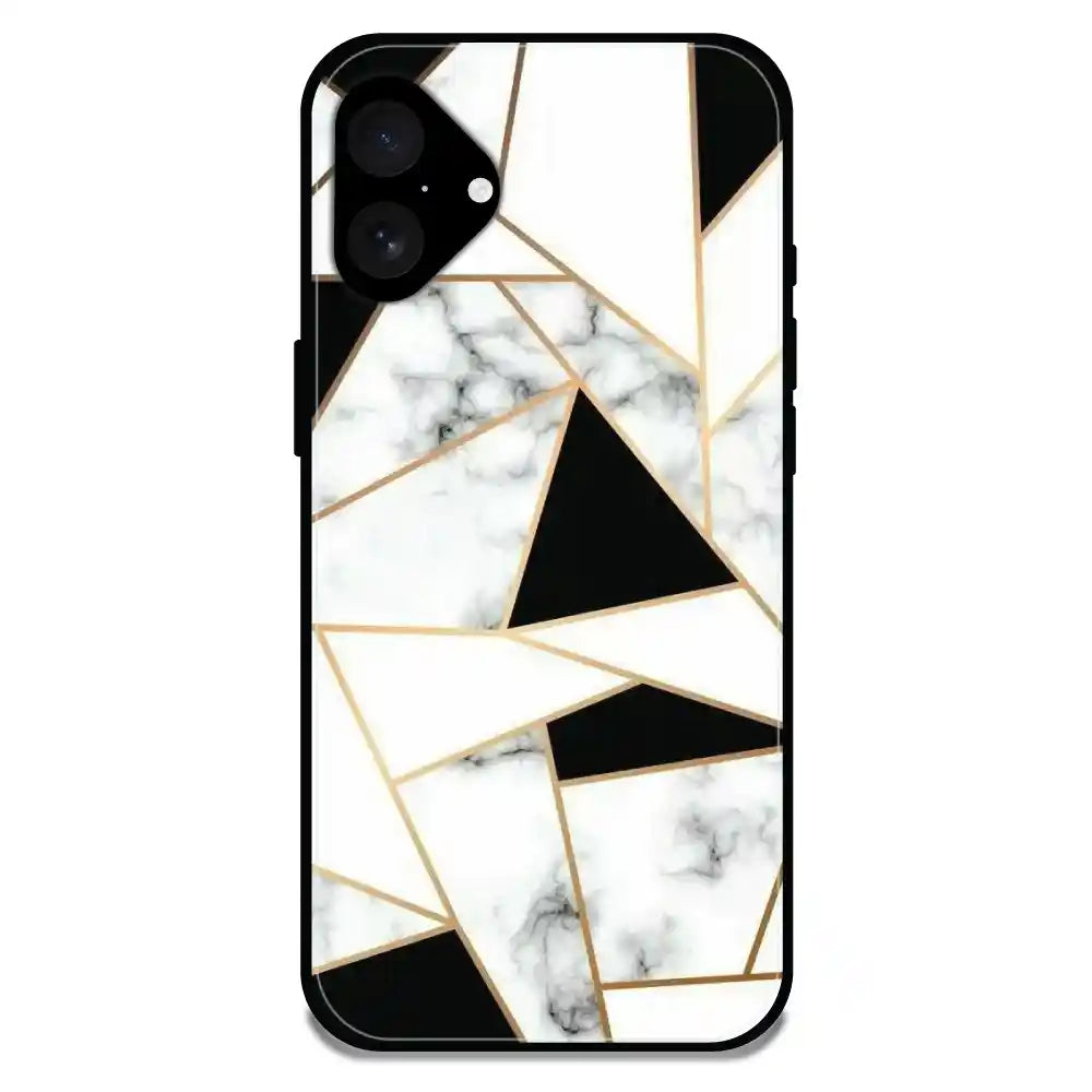 'Modern Marble Geometric - Glossy Metal Silicone Case For Apple iPhone 16 Plus
