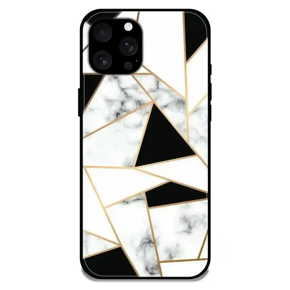 'Modern Marble Geometric - Glossy Metal Silicone Case For Apple iPhone 16 Pro