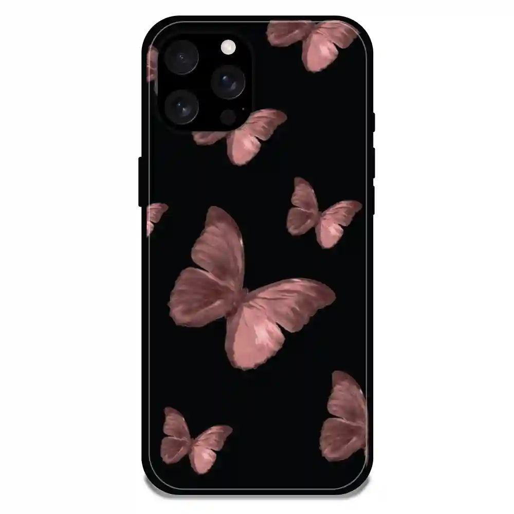 'Pink Butterflies - Glossy Metal Silicone Case For Apple iPhone 16 Pro Max