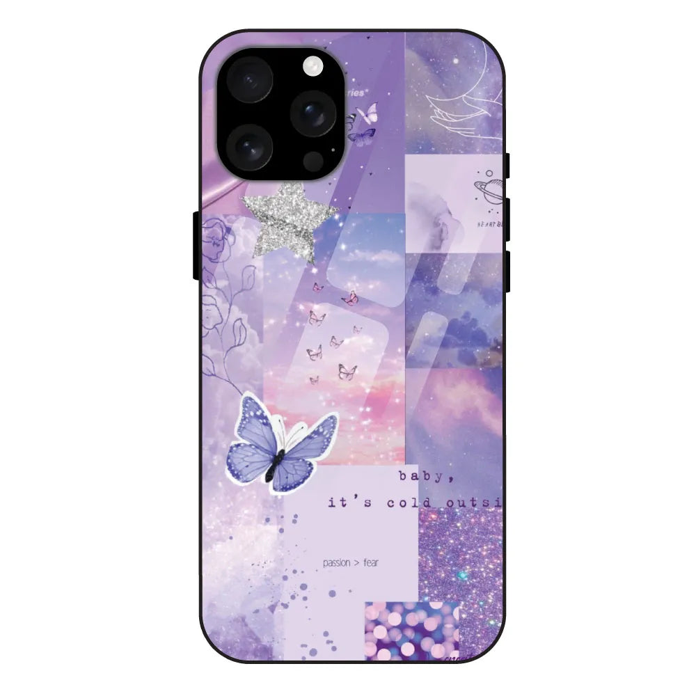 Violet Skies Collage - Glass Case For Apple iPhone 16 Pro