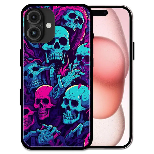 'Skull Glow - Glossy Metal Silicone Case For Apple iPhone 16 Plus
