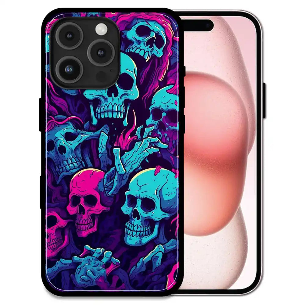 'Skull Glow - Glossy Metal Silicone Case For Apple iPhone 16 Pro Max
