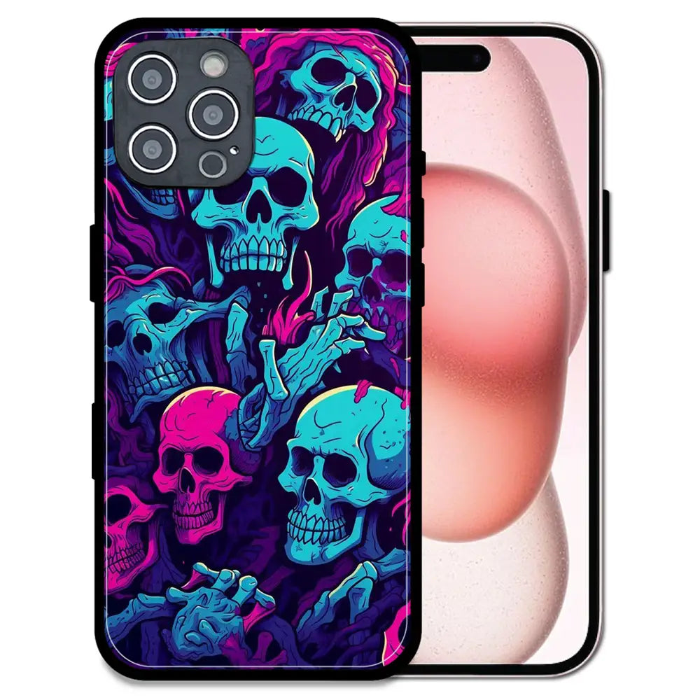 'Skull Glow - Glossy Metal Silicone Case For Apple iPhone 16 Pro