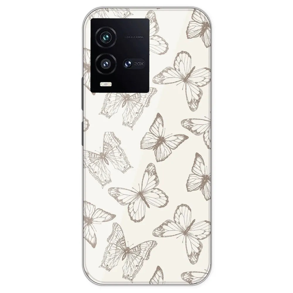 White Butterflies - Printed Silicone Case For IQOO 10