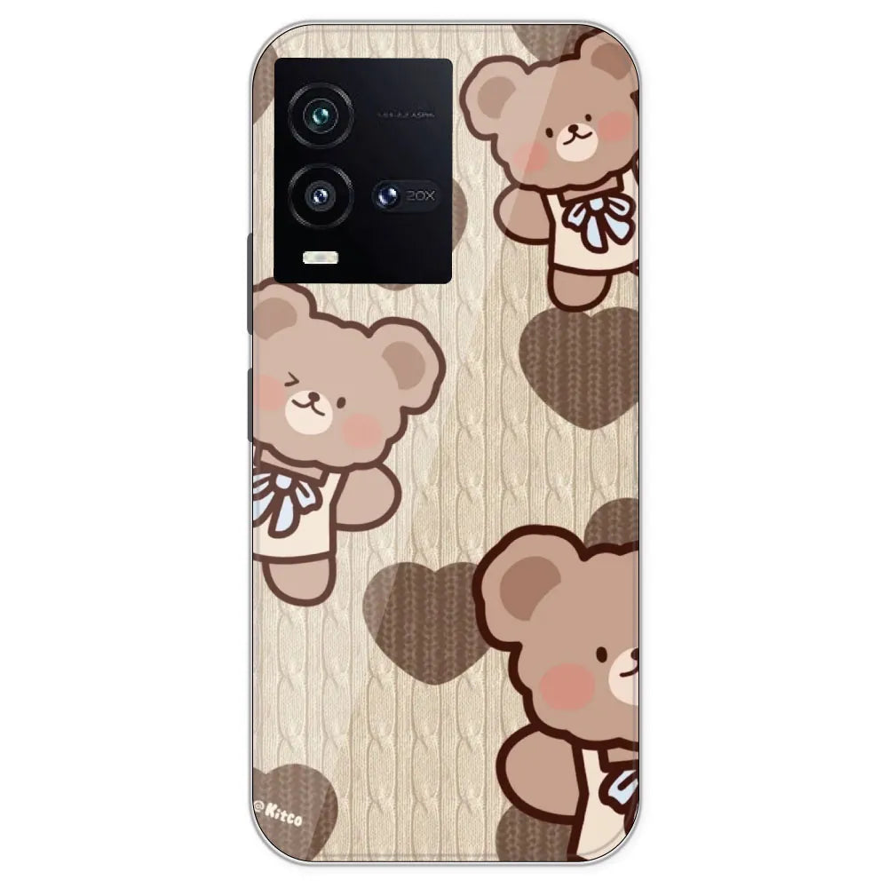 Teddy Heart - Printed Silicone Case For IQOO 10