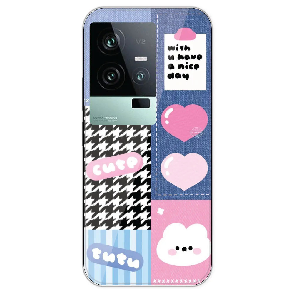 Cute Pink Bear Collage - Printed Silicone Case For IQOO 11
