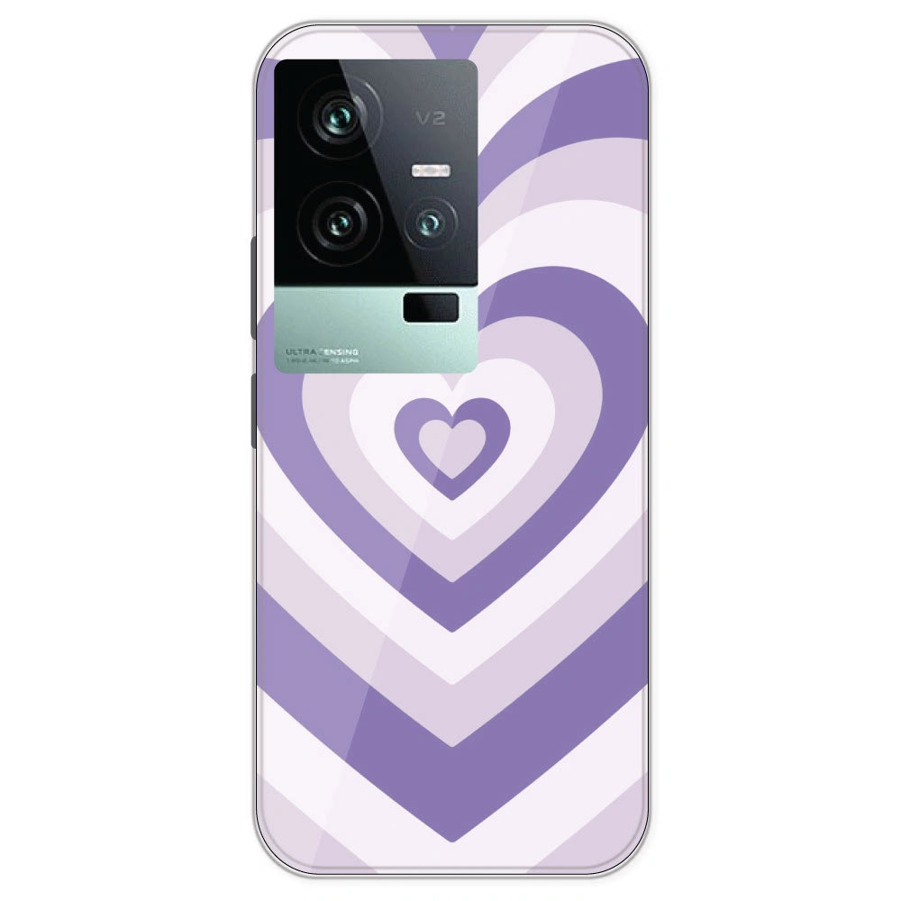Dark Purple Hearts - Printed Silicone Case For IQOO 11