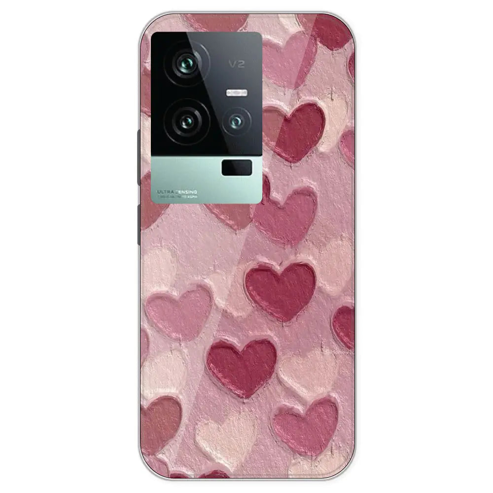 Pastel Hearts - Printed Silicone Case For IQOO 11