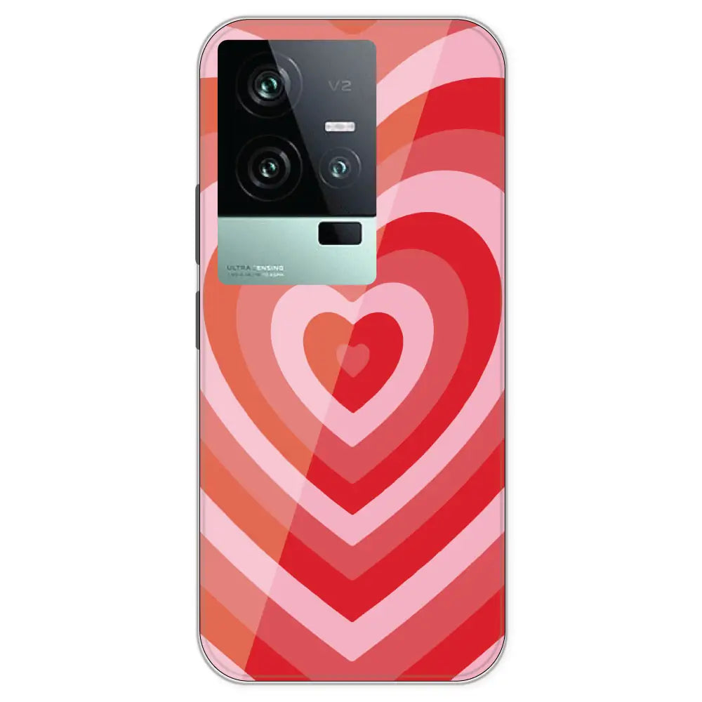 Red Hearts - Printed Silicone Case For IQOO 11