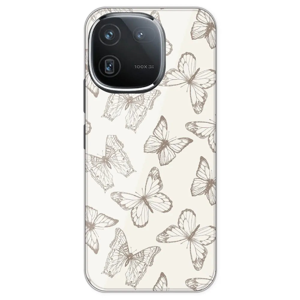 White Butterflies - Printed Silicone Case For IQOO 12