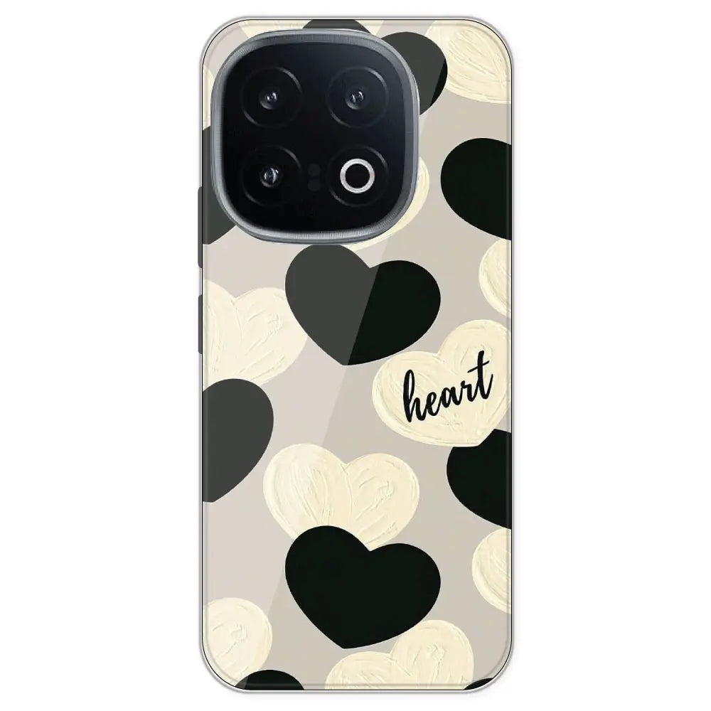 Black And White Heart - Printed Silicone Case For IQOO 13